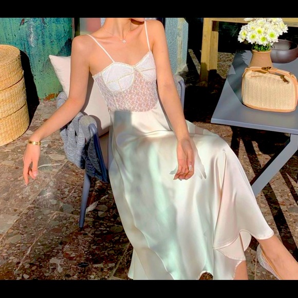 Spaghetti Satin A Line Dress - Picture 2 of 5